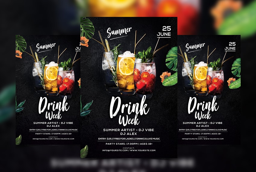 Summer Cocktail Week Free Psd Flyer Template Free Psd Templates
