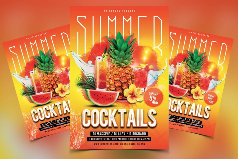 Summer Cocktails Free Psd Flyer Template Free Psd Templates